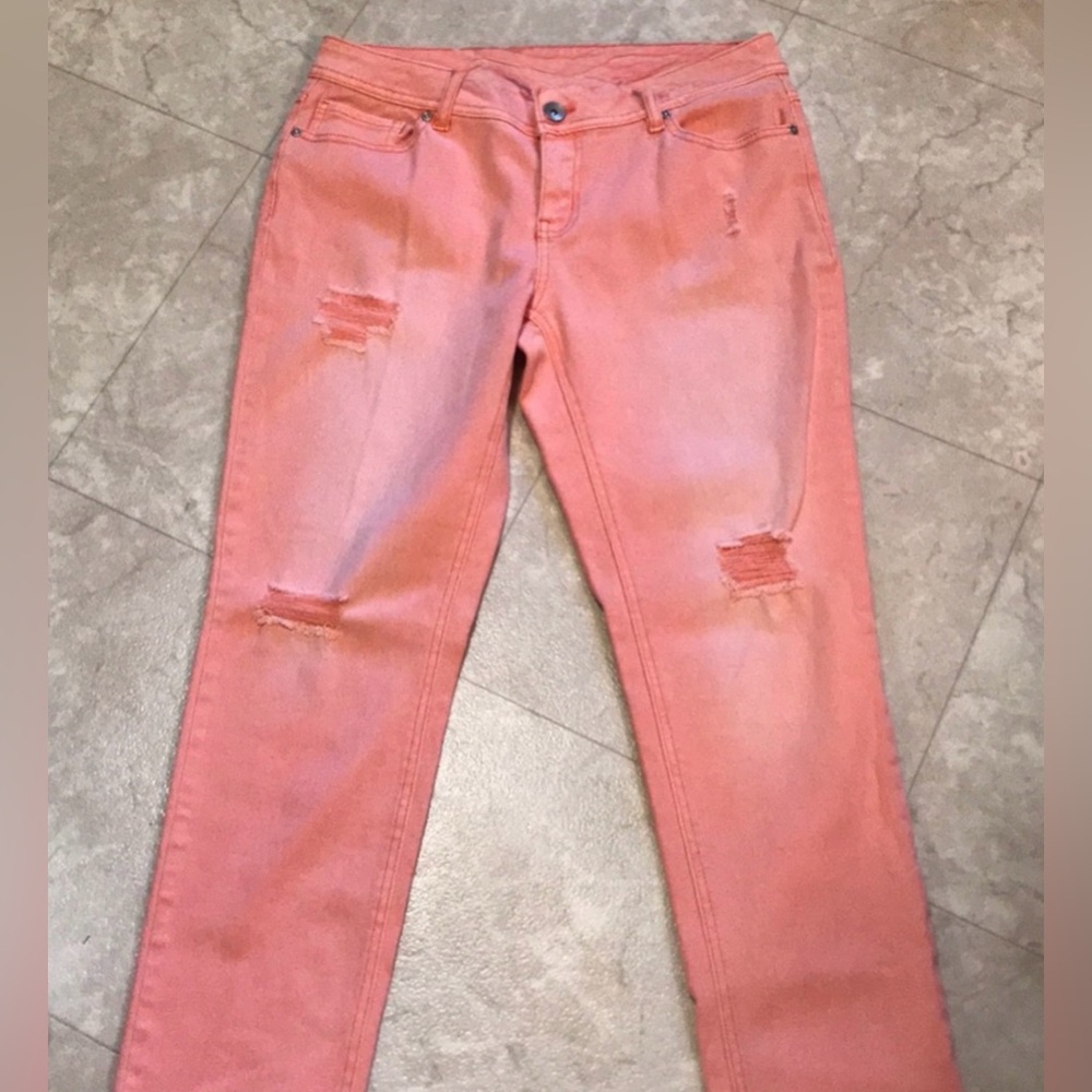 C. Denim Ankle Jeans in Salmon Pink - Women's 8